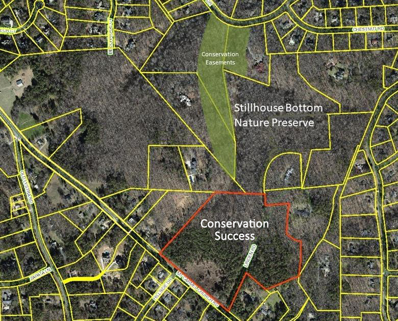 Map showing the newly acquired property adjacent to Stillhouse Bottom Nature Preserve