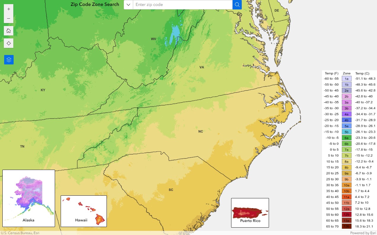 North Carolina plant hardiness zones 2023